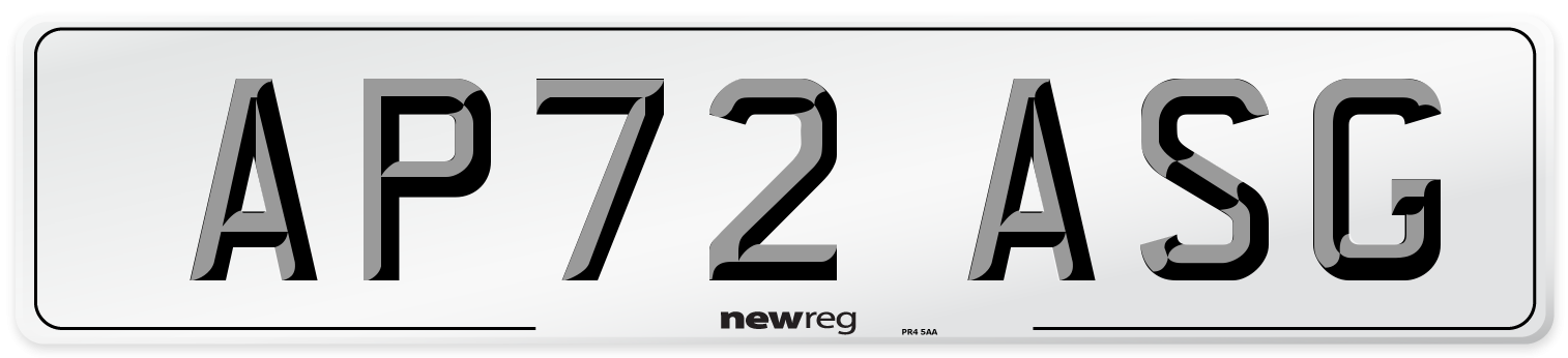 AP72 ASG Number Plate from New Reg